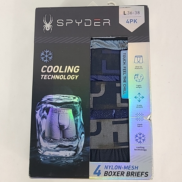 Spyder Other - NEW Spyder 4-Pack Men Performance Boxer Briefs Sz L (36-38) Black Blue *dirt
